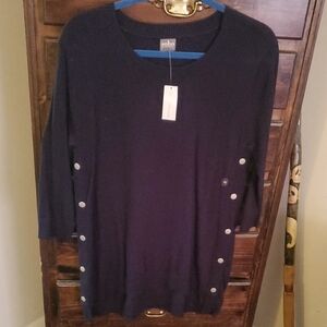 New York & Co. Soho Black Snap Accent Sweater